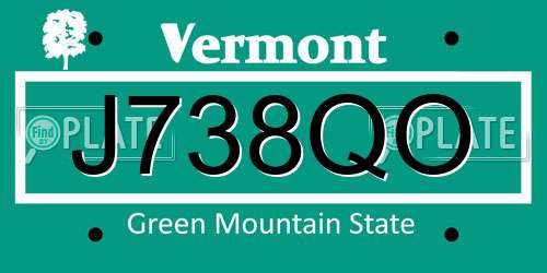 J738QO Vermont License Plate
