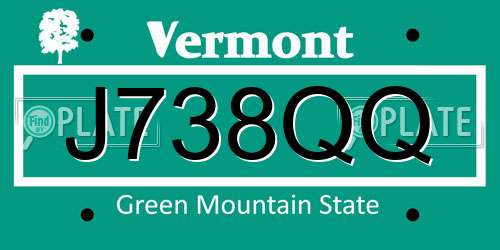 J738QQ Vermont License Plate
