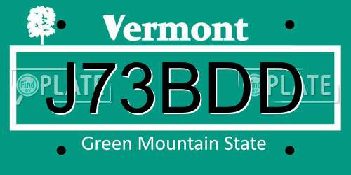 J73BDD Vermont License Plate