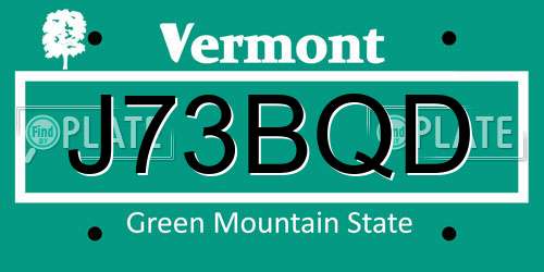 J73BQD Vermont License Plate