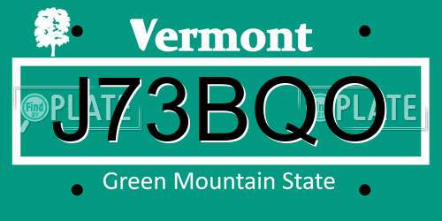 J73BQO Vermont License Plate