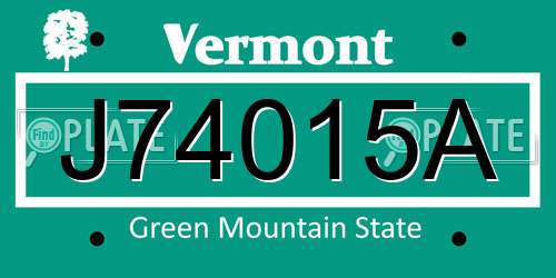 J74015A Vermont License Plate