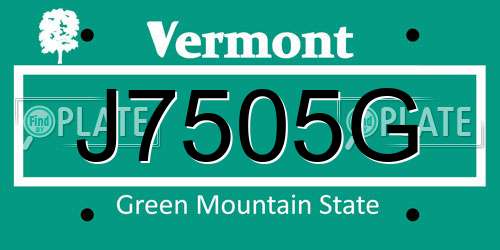 J7505G Vermont License Plate