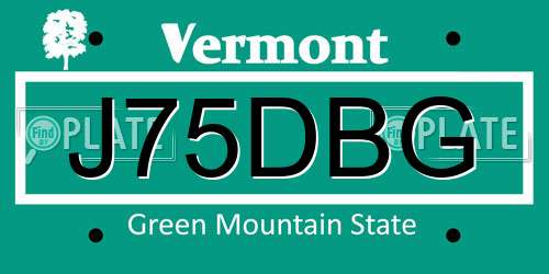 J75DBG Vermont License Plate