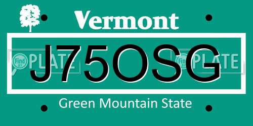 J75OSG Vermont License Plate