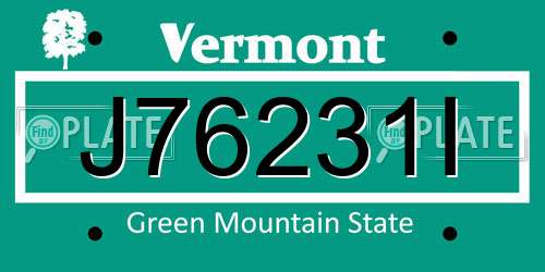 J76231I Vermont License Plate
