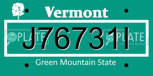 J76731I Vermont License Plate