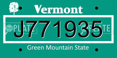J771935 Vermont License Plate