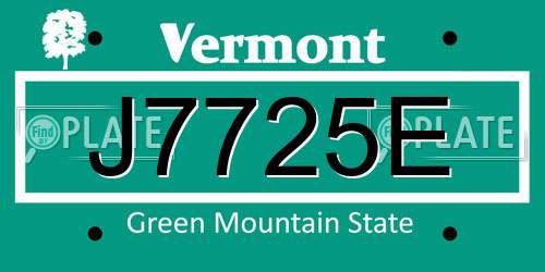 J7725E Vermont License Plate
