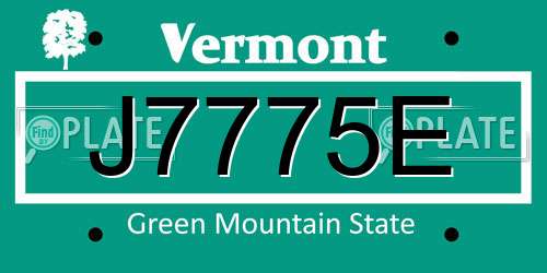 J7775E Vermont License Plate