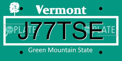 J77TSE Vermont License Plate