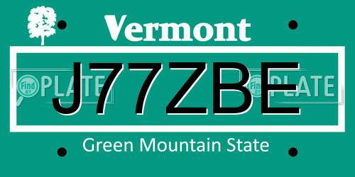 J77ZBE Vermont License Plate