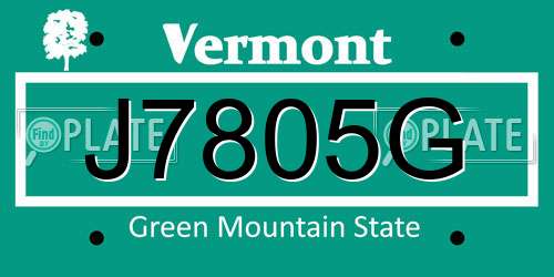 J7805G Vermont License Plate