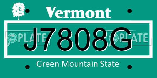 J7808G Vermont License Plate