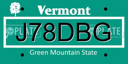 J78DBG Vermont License Plate