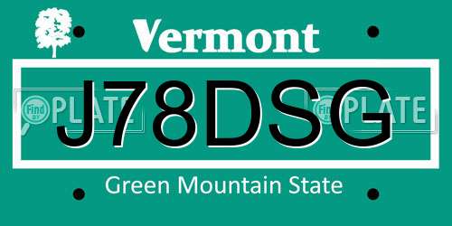 J78DSG Vermont License Plate
