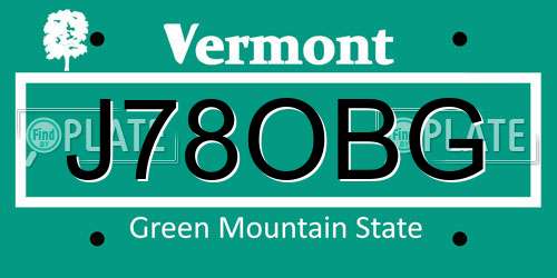 J78OBG Vermont License Plate