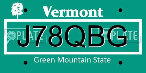 J78QBG Vermont License Plate