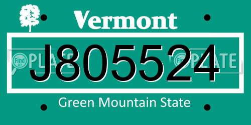 J805524 Vermont License Plate