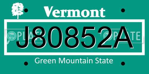 J80852A Vermont License Plate