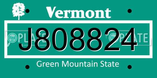 J808824 Vermont License Plate