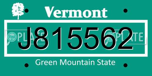 J815562 Vermont License Plate