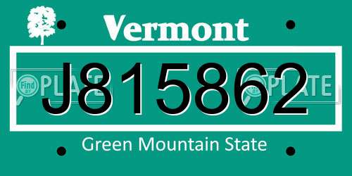 J815862 Vermont License Plate