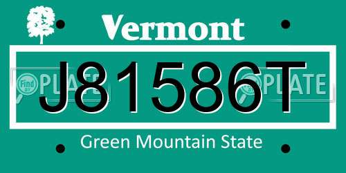 J81586T Vermont License Plate