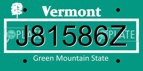 J81586Z Vermont License Plate