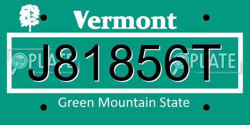 J81856T Vermont License Plate