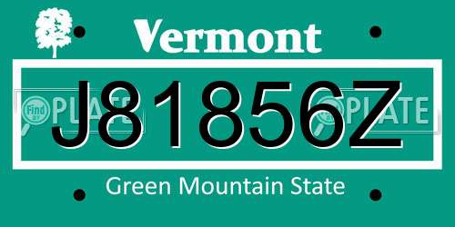 J81856Z Vermont License Plate