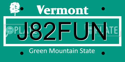 J82FUN Vermont License Plate