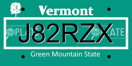 J82RZX Vermont License Plate