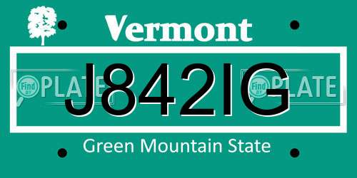 J842IG Vermont License Plate