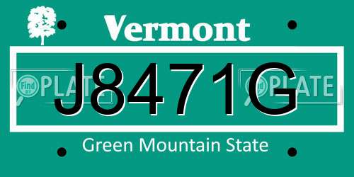 J8471G Vermont License Plate