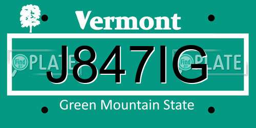 J847IG Vermont License Plate