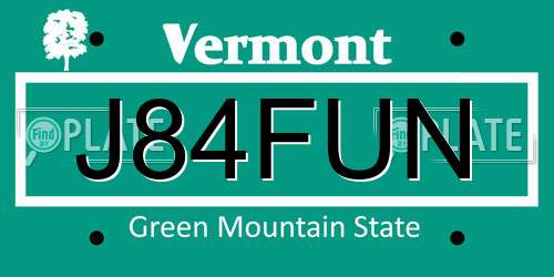 J84FUN Vermont License Plate