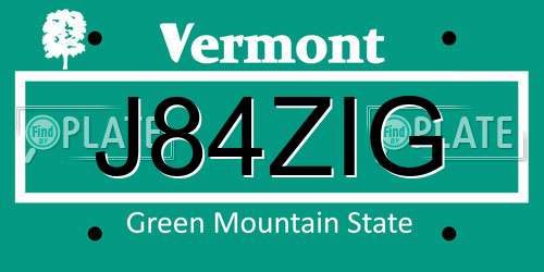 J84ZIG Vermont License Plate