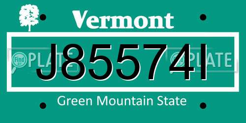 J85574I Vermont License Plate