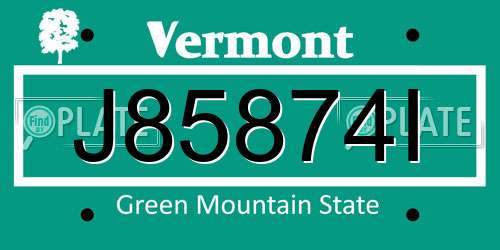 J85874I Vermont License Plate