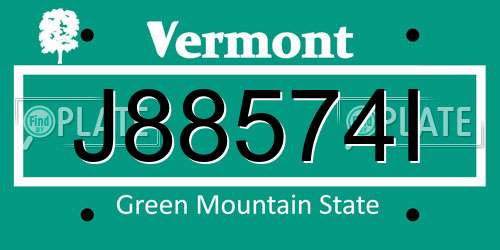 J88574I Vermont License Plate