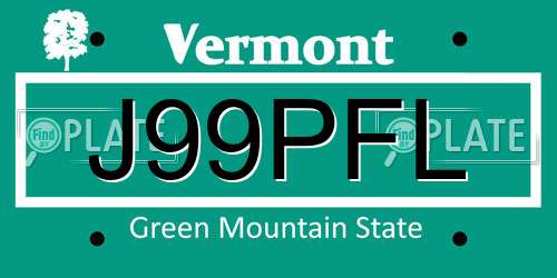 J99PFL Vermont License Plate