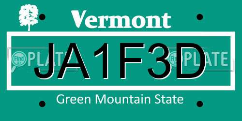 JA1F3D Vermont License Plate