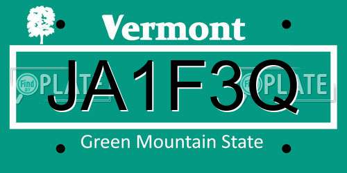 JA1F3Q Vermont License Plate