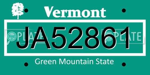 JA52861 Vermont License Plate