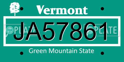 JA57861 Vermont License Plate