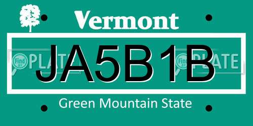 JA5B1B Vermont License Plate