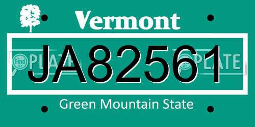 JA82561 Vermont License Plate