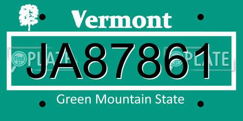 JA87861 Vermont License Plate