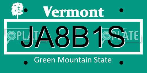 JA8B1S Vermont License Plate